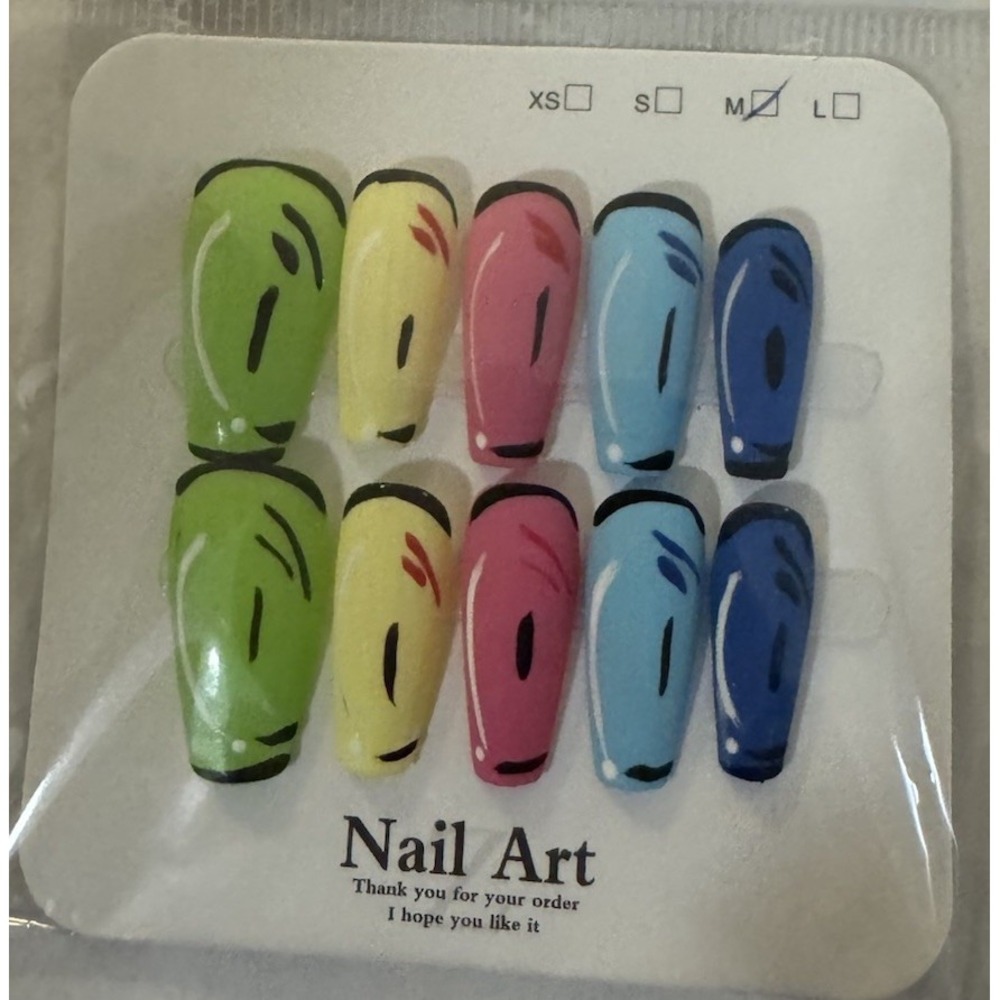 Colorful 2D Coffin Press‎ On Nails